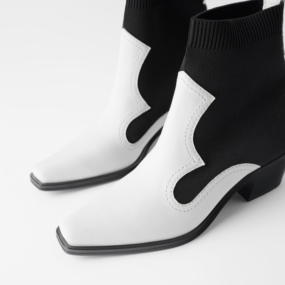 ZARA BNWT Contrasting Stretch Ankle Boots - Picture 1 of 8